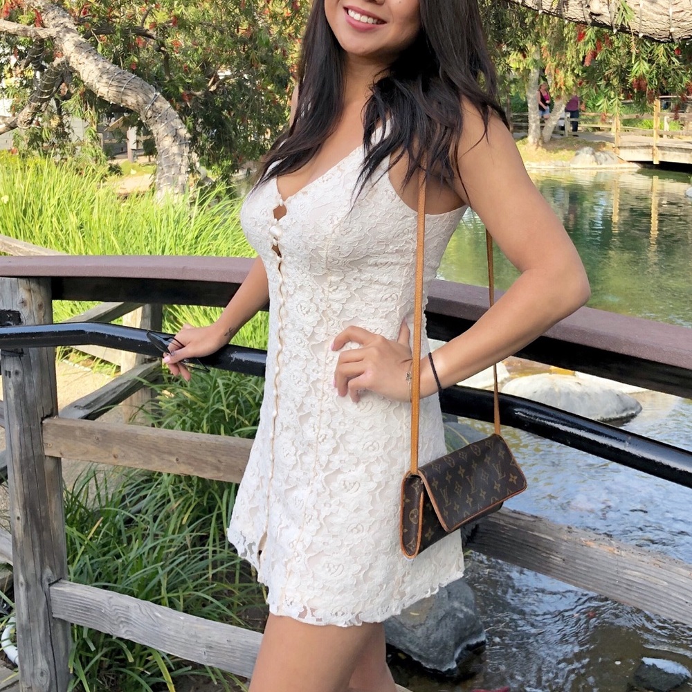 Lace floral mini dress